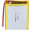 Sunkoo Batteria ai polimeri di litio 3,7 V 2500 mAh 724957 ricaricabile con cavo JST connettore per altoparlanti e dispositivi wireless
