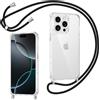 Coiwxmoi Cover per iPhone 13 Pro Max con Cordino, Custodia Trasparente con Regolabile Collana Ultra Sottile Antiurto TPU Silicone Bumper Protettiva Case con Laccio Tracolla per iPhone 13 Pro Max, Nero