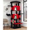 Globlazer Albero Tiragraffi per Gatti Gotico Nero Rosso Alto 167 cm con 2 Grotte, Grandi Piattaforma, Morbido Amaca, Cesto, Albero Tiragraffi Angolare Stabile per 3-4 Gatti Grandi (C66, Gotico)