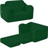 MeMoreCool Cord, divano pieghevole per bambini, 2 in 1, divano letto per bambini, mini divano da gioco per bambini e bambine, colore: verde