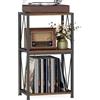 HFHOME Tavolo per giradischi, 3 livelli, supporto per 100 dischi in vinile, contenitore, misure 40x30x65,8 cm