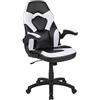 Flash Furniture Sedia ergonomica da gaming X10, sedia da ufficio per postazioni PC e gaming, sedia da gaming regolabile con schienale di supporto, in ecopelle, sedia da gaming bianca/nera