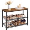 VASAGLE Scarpiera, Scaffale Portascarpe da Ingresso a 3 Livelli con Piano Ampio e Ripiani di Rete Regolabili, Slim, per Entrata Corridoio, Marrone Vintage e Nero Inchiostro LBS043KD01