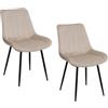 Baroni Home Set di 2 Sedie Moderne con Rivestimento in Velluto e Gambe in Acciaio Nero, Poltrona da Soggiorno, Camera da Letto, Sala da Pranzo, Beige, 53x86x44 cm
