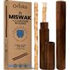ORINKO® Siwak con Custodia in Legno x2 - Spazzolino Naturale per Denti Miswak con Custodia - Cura Ecologica per la Pulizia dei Denti - Bastoncini Sbiancanti per un Sorriso Bianco e Fresco