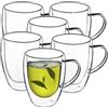 KADAX Tazza in Vetro, 270 ml, Tazza a Doppia Parete, Bicchiere per Tè, Caffè, Latte, Tazza Termica con Manico, Vetro da tè, Tazze termiche Vetro, 18,5x9,5x12 cm
