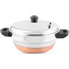 KSJONE Acciaio inossidabile 4 pz Multi Kadai (fondo in rame) con coperchio in acciaio inossidabile, 2 piastre idli (10 Idlis) 1 vaporiera e 1 cucchiaio Idli con fischietto, argento