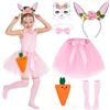 Beipegin Costume Coniglio Bambina,Tutu Gonna con Coda da Coniglio Cerchietto Orecchie Borsa a Forma di Carota Costume Animali Carnevale Halloween Pasqua