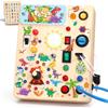 Konijiwa Dinosaur Busy Board Montessori giocattolo a partire da 1 anno | Activity Board giocattolo in legno con 10 interruttori e 23 luci a LED | Giocattolo educativo sensoriale per bambini da 1 a 3