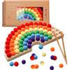 OESSUF Gioco di Legno con Perline a pioli Gioco di Legno con Perline a Clip Classificazione dei Colori Abilità motoria fine Giocattoli educativi Montessori (Arcobaleno)