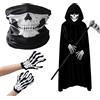 MagiSel Maschera per il viso con scheletro per Halloween, maschera per il viso, Full Face Skeleton Skull Ghost con fantasma, colore nero, per Halloween, costume per ragazze e ragazzi