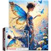Tucocoo Enchanted Fairy Jigsaw Puzzle per adulti 1000 pezzi, ragazza con farfalle e fiori - Puzzle fantasy blu artistico, regalo stimolante e divertente per donne, adolescenti e amanti dei puzzle