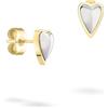 LIEBESKIND BERLIN - Orecchini in metallo a forma di cuore, in acciaio inox, bicolore argento/oro, 0,9 cm, chiusura a incastro, impermeabili e delicati sulla pelle