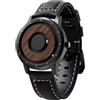 EUTOUR Orologio in Legno da Uomo Magnetico, Moda Semplice Orologio Magnetico Nessun Vetro Cuscinetto a Sfera Quarzo Orologi da Polso da Uomo con Cinturino in Pelle Nero