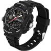 findtime Orologi per uomo e ragazzo, analogico, digitale, al quarzo, arancione, con allarme/cronometro, due fusi orari/LED 5 ATM, impermeabili, per uomini
