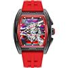findtime Orologio da polso da uomo Tonneau Design Scavato Analogico al Quarzo Orologio Meccanico Grande Quadrante Colorato 5ATM Impermeabile Luminoso Orologi Militari Leggero Cinturino In Silicone