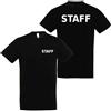 Handmade T-shirt in cotone con scritta STAFF davanti e dietro (Nero, 4XL)