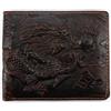 Portafoglio Uomo In Pelle Pieno Fiore Con Incisione Drago – Bifold Sottile 11x9 Cm, 12 Scomparti Carte + Finestra ID, Regalo Lui