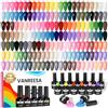 VANREESA Kit Semipermanente Unghie, 55 Colori Smalto Semipermanente Unghie con Top Coat Lucido Opaco Glitter Argentoe Oro e Base, Rosa Viola Blu Nude Gel Nail Polish Regalo per Donne