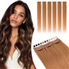 Elailite Extension Capelli Veri Clip Naturali 6 Ciocche Singole con Silk Lace 40cm 40gr per Volume/Mèches #30 Castano Ramato Chiaro