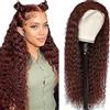 Evaxilc Deep Wave Glueless Wig capelli umani Real Human Hair Parrucca vera 5x5 Lace Front Human Hair Wig Reddish Brown 150% Density Pre Plucked Natural Hairline Parrucca donna vera 20 Inch