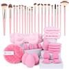 Vicloon Set Pennelli Make up,Kit di 40 strumenti per il trucco di 20 pennelli da trucco e spugne per il trucco,strumenti per il trucco,fasce capelli 2 braccialetti,per fondotinta,palpebra,cipria