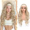 BARSDAR Body Wave Headband Parrucche, Sintetici Lungo Ondulato Dorato Biondo Headband Parrucca per Donne 66cm Wear and Go Sciolto Body Ondulato Parrucca Spesse Aspetto Naturale Easy Wear Parrucche