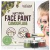 BioKidd Camouglage Militare Camouglage - Colore del viso per bambini e adulti, biologico, crema naturale, trucco per bambini per pelli sensibili, set militare a 3 colori (verde, marrone, nero)