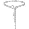 VueLux Cintura in vita da donna, con cristalli, sottile, regolabile, per jeans e abiti, argento, 135cm