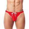AIEOE Slip da bagno da uomo con scollo alto e coulisse, sexy, a vita bassa, bianco, XL