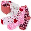MIJOMA Set di 3 calzini da donna con motivi a cuore, confezione regalo a forma di cuore, taglia 36-42, 70% cotone, 25% poliestere, 5% poliammide, perfetti come pensierino, multicolore, 36-42