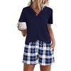 Jezonga Pigiami Donna Estivi Pigiama da Donna Corto Cotone Set Due Pezzi Casual da Notte Casa con V Leggero e Morbido Rosa Confetto XL