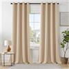 EMEMA Tende oscuranti con occhielli, 300 cm, colore beige scuro, opache, per soggiorno, camera da letto, tende oscuranti, ogni altezza 300 x 140 cm