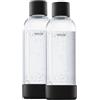 Mysoda - Bottiglia per Gasatore d'Acqua Senza BPA con Chiusura Rapida e Dettagli in Legno Composito 2x1L - Nero