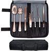DOJA Barcelona | Kit Professionale per Chef | Colore: Rame | 7 Utensili Cucina Professionali | Impiattare e Decorare Piatti Ristorante | Cucchiai Salse, Cucchiaio Forato, Spatola, Pinze di Precisione