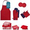Encasa XO Küchentücher und Geschirrtücher Set 30x26 Combo rosso