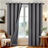 Deconovo Tende per Interni Oscuranti 100% con Occhielli - Set di 2 Tende Termiche Isolanti in Tessuto Effetto Lino, 140x240 cm, Grigio Scuro, per Camera da Letto e Soggiorno