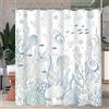 Lerores Tenda da doccia 180 x 200 cm, fondo marino, in tessuto antimuffa, orlo appesantito, impermeabile, lavabile, in tessuto di poliestere, con occhielli e 12 anelli per tenda da doccia per bagno,