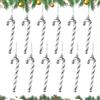 RCYHCY 12 PCS Bastoncini di Zucchero Natalizi, 13cm Bastoncini Natalizi Decorazioni, Candy Cane Albero di Natale con Cordino, Candy Cane di Natalizie per Decorazione Albero di Natale (silver)