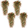 Touosy 4 Pezzi Piante Finte da Interno Piante Artificiali Fiori Finti da Esterno Decorazioni Casa Camelia di Eucalipto per Interni Esterni Casa Decorazione Patio Portico (Rosso)