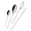 Avilia Set di 24 Posate in Acciaio Inox 18/10 Bianco - 6 Forchette, 6 Coltelli, 6 Cucchiai e 6 Cucchiaini - Design Moderno, Elegante e Durevole per Tavole Contemporanee, Facili da Pulire e Resistente