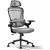 DUMOS Sedia da ufficio ergonomica, da scrivania con poggiatesta, sedia da ufficio, 150 kg, con comodo supporto lombare, sedia da gioco, sedia girevole, poltrona da ufficio, colore grigio