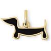 SINGULARU - Charm Teckel Enamel Black. Pendente in Ottone con Finitura Placcata Oro 18Kt e Smalto. Reversibile. Gioielli da Donna