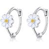 Reffeer Orecchini a cerchio in argento Sterling 925 a forma di fiore, per donne e ragazze, Misura unica, Argento sterling, Nessuna pietra preziosa