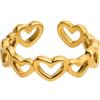 Purelei® Anello da Donna a Forma di Cuore - Anello a Forma di Cuore Regolabile in Acciaio Inox Impermeabile (Taglia 52-58) - Anello Aperto da Donna in Oro/Argento - Simbolo di Amore - Gioielleria