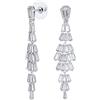 Bling Jewelry Orecchini a colonna chandelier in stile Art Deco tradizionale asiatico con zirconi cubici AAA per sposa, per donna, per ballo di fine anno, placcati in argento.