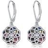 URONE Orecchini con nodo di strega, in argento sterling 925, con nodo celtico, abalone, conchiglia, strega, regalo per donna