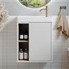BRIDGE BENO Mobile lavabo sospeso 46 cm salvaspazio con anta a chiusura ammortizzata e ripiani aperti, mobile bagno compatto per spazi piccoli, Bianco Opaco/Golden Sand