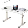 Wooruy Scrivania manuale regolabile in altezza, robusta postazione di lavoro per computer, ufficio, studio e piccoli spazi, bianca, 80 x 45 x 90 cm