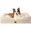 EHEYCIGA Memory Foam Cuccia Cane Interno Taglia Grande, Impermeabile Divano per Cani Sfoderabile e Lavabile, Letto per Cani con 4 Bordi Rialzati, Beige, 104.1x68.6x18.9cm